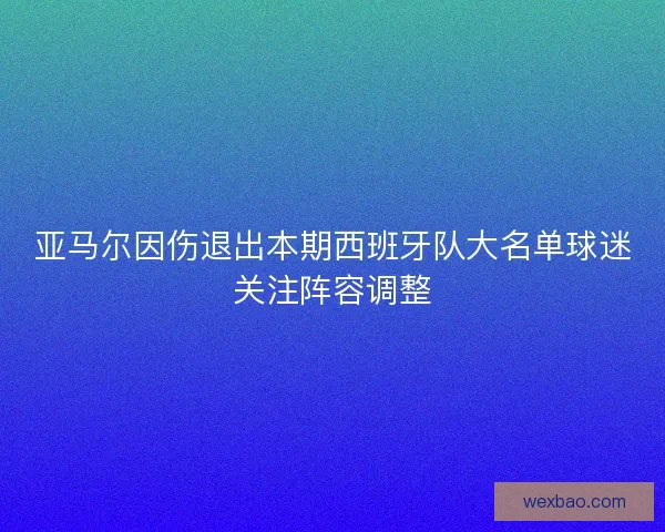 亚马尔因伤退出本期西班牙队大名单球迷关注阵容调整