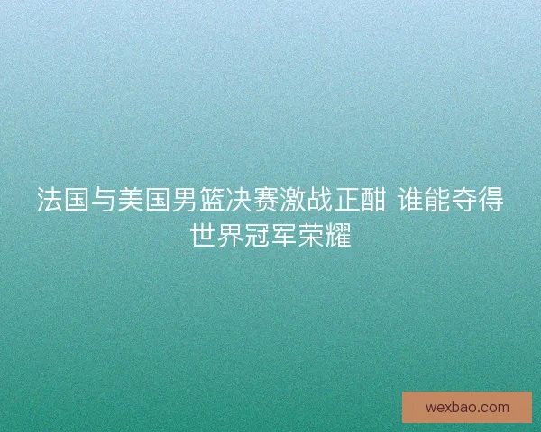 法国与美国男篮决赛激战正酣 谁能夺得世界冠军荣耀
